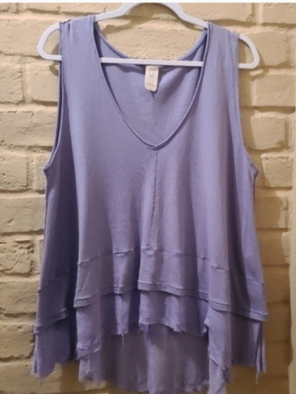 We The Free by Free People Lavender Raw Hem Tiered Swing Tank Top Size S